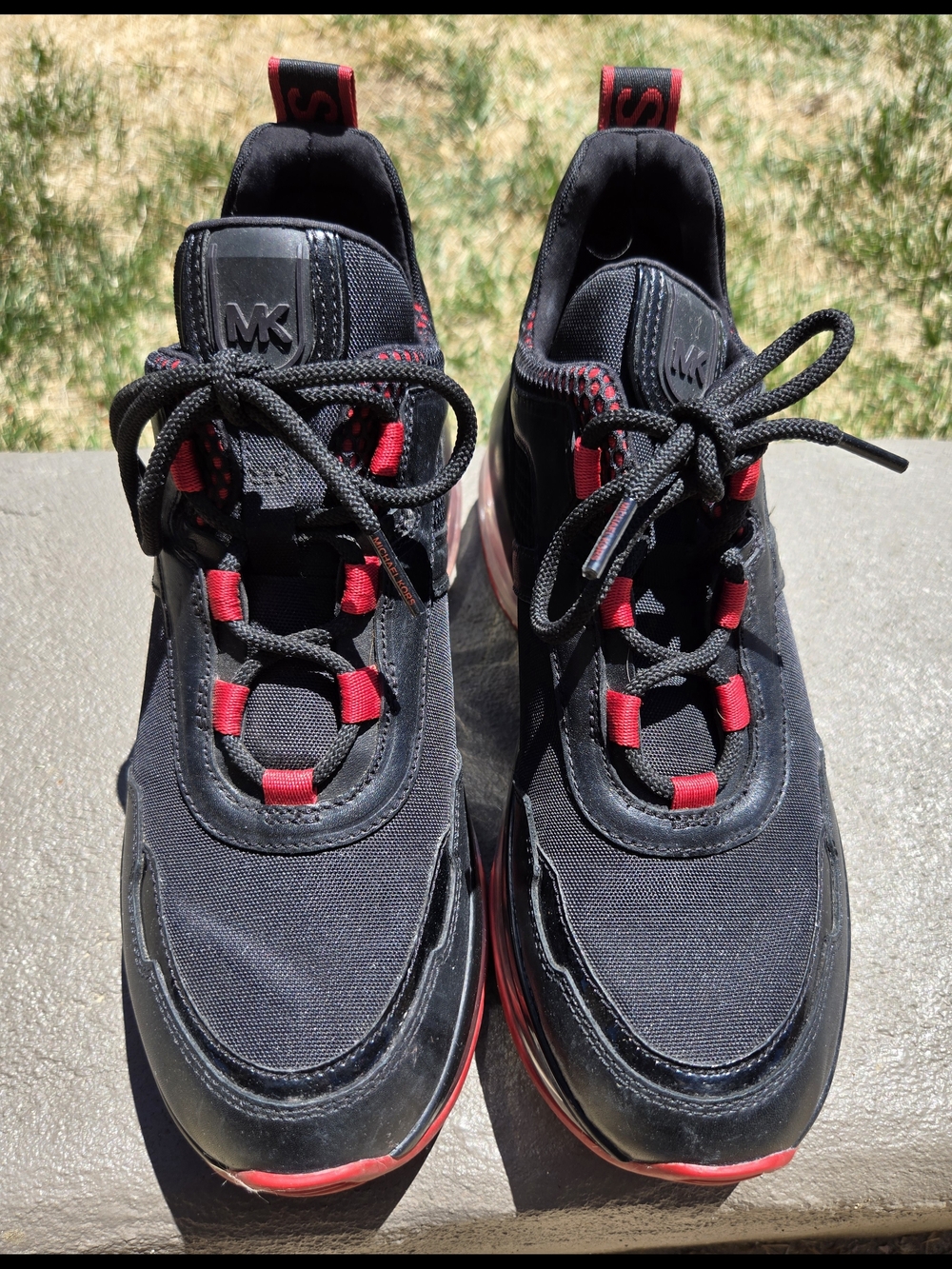 Michael Kors Black and Red Sporty Lace-Up Sneakers
